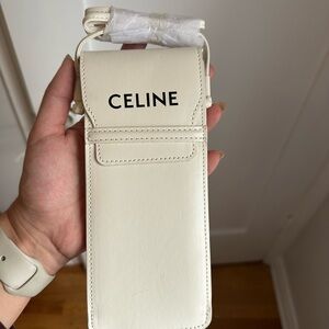 Celine White Phone Holster sunglasses pouch with strap